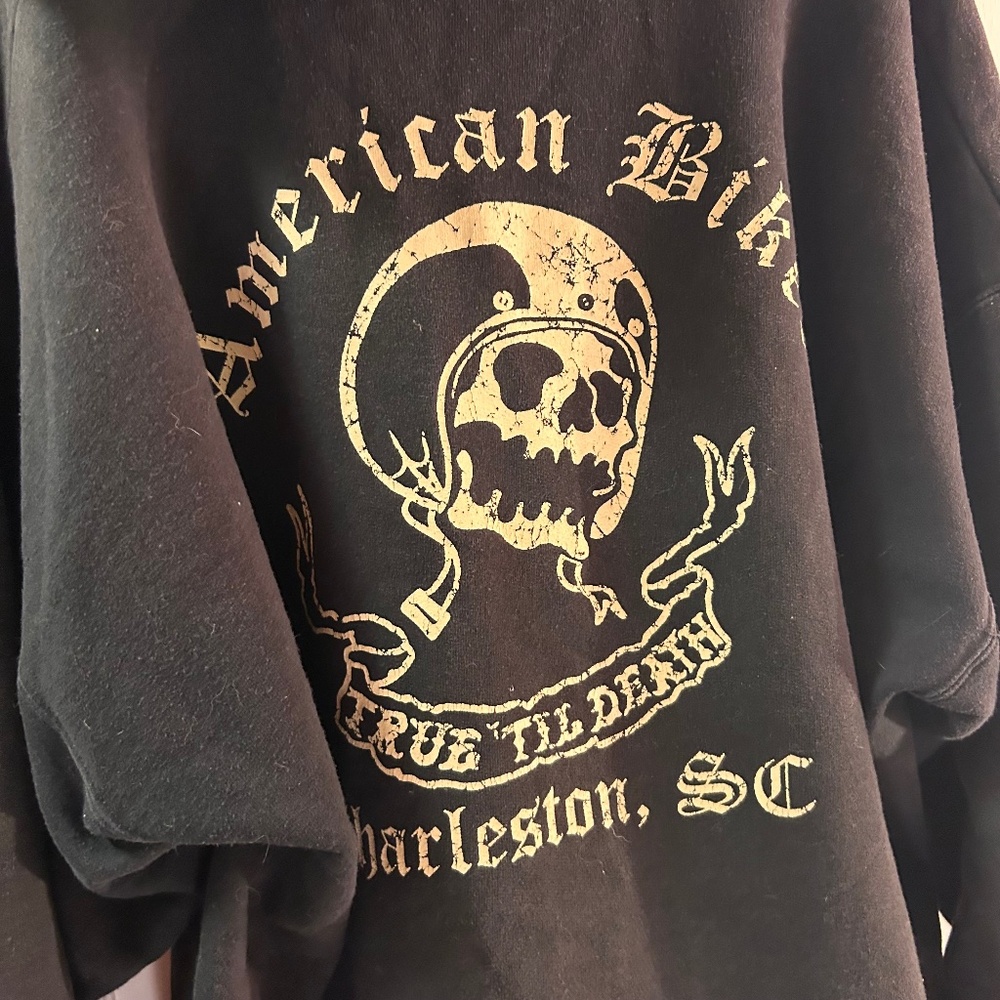 Men's American Biker “True Till Death” Hanes Cotton Blend Jacket Size XL